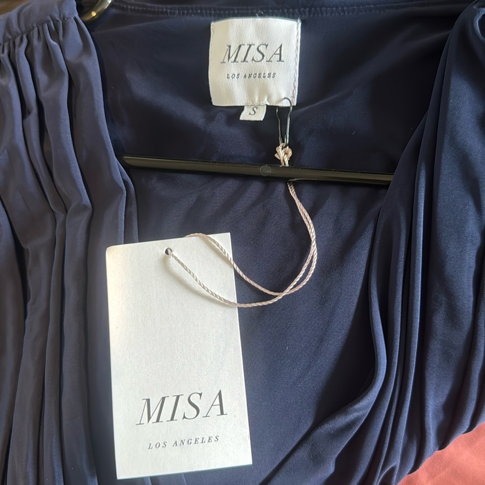 NWT - MISA Los Angeles Teget 3/4 Bell Sleeve Mini Dress in Navy - Size Small - Picture 4 of 4